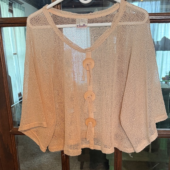 Noelle Sweaters - Noelle Beige Open-Knit‎ Cardigan with Wooden Buttons